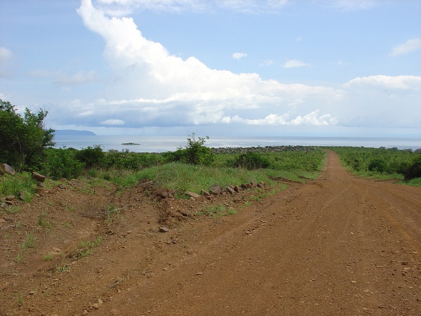 Widok z drogi do Nsumbu (w oddali wyspa)